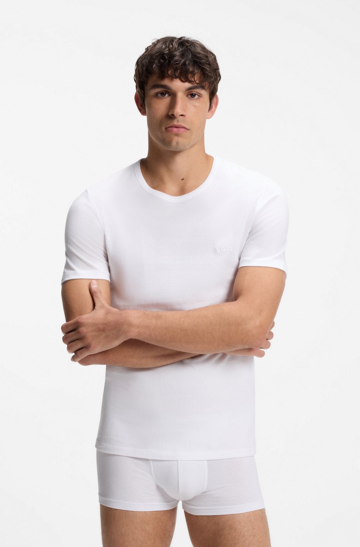 Hugo Boss Three-pack cotton undershirts in Assorted-Pre-Pack