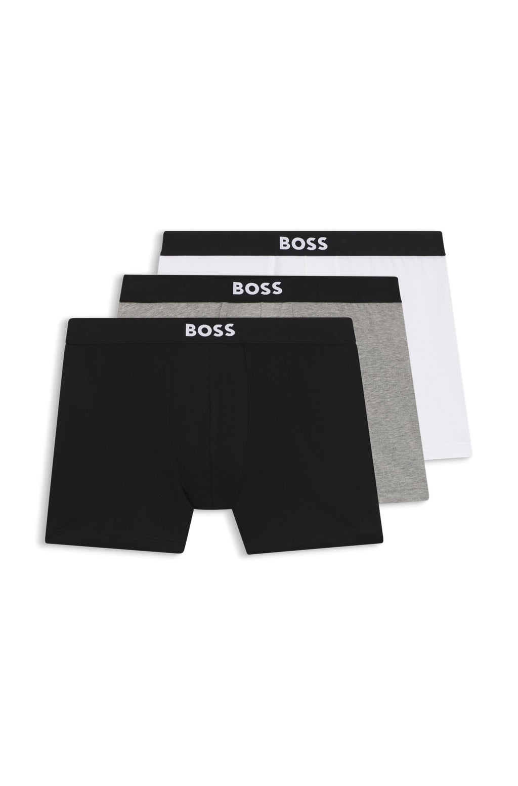 Hugo Boss BOSS ONE three-pack stretch-cotton boxer briefs in White / Grey / Black