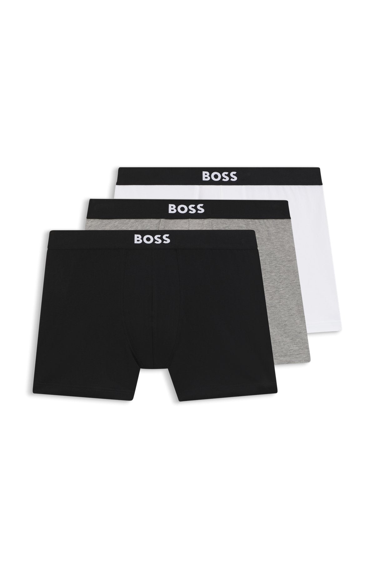 Hugo Boss BOSS ONE three-pack stretch-cotton boxer briefs in White / Grey / Black