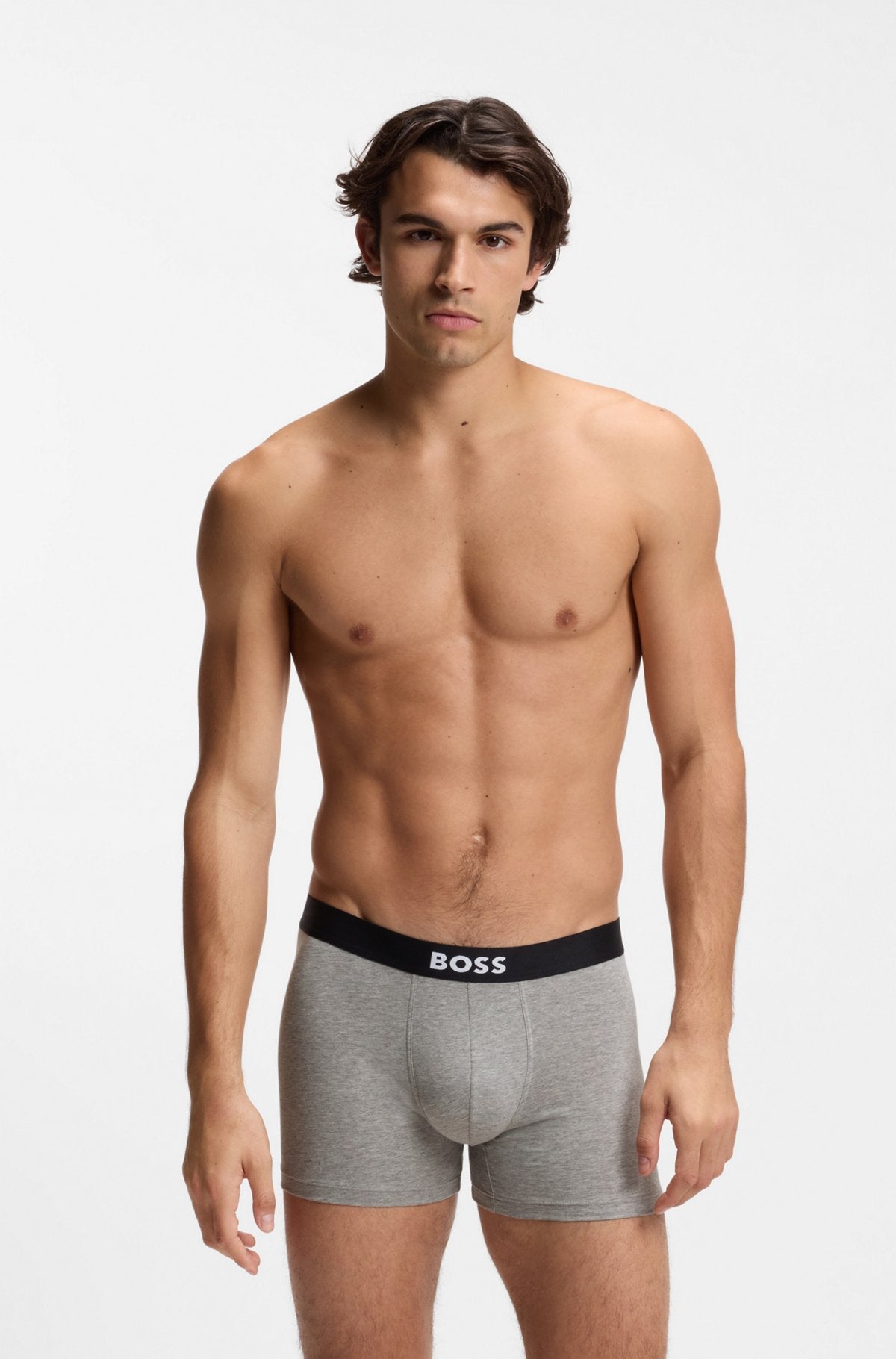 Hugo Boss BOSS ONE three-pack stretch-cotton boxer briefs in White / Grey / Black
