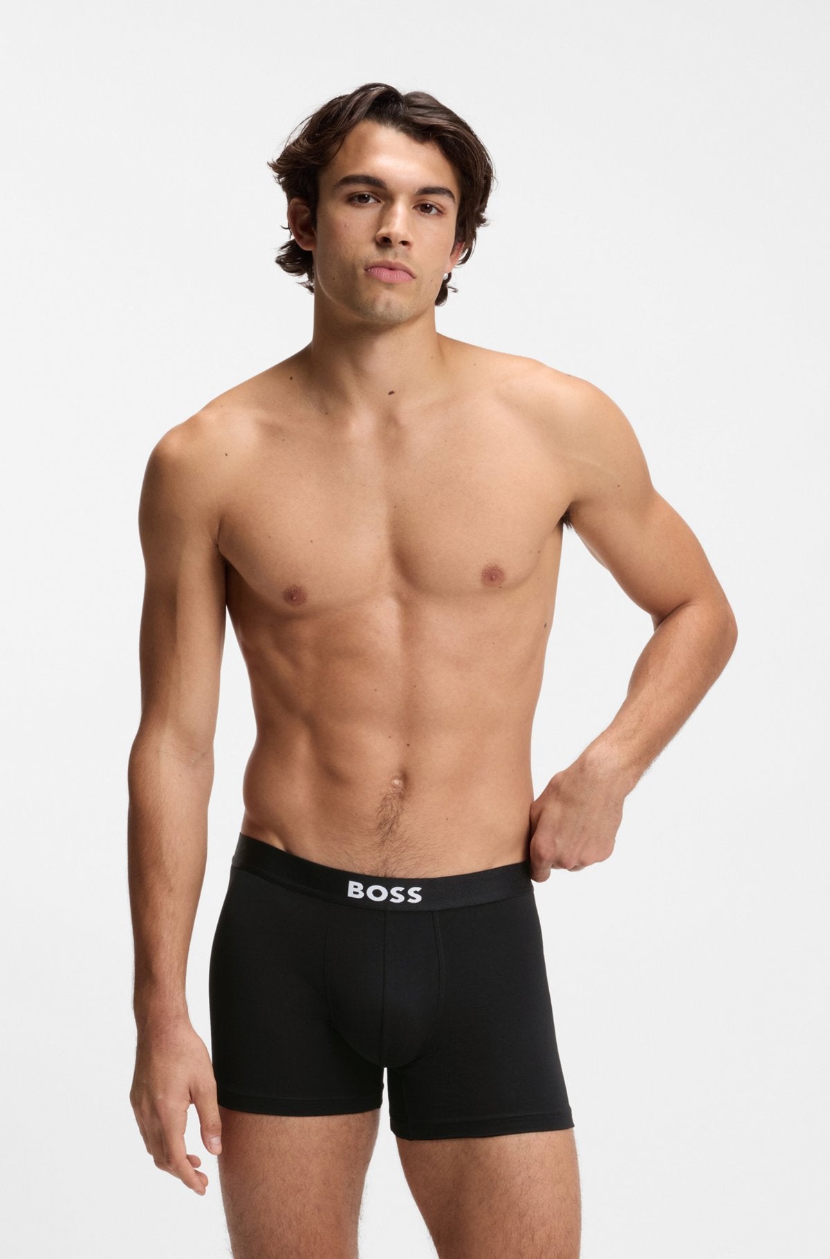 Hugo Boss BOSS ONE three-pack stretch-cotton boxer briefs in White / Grey / Black