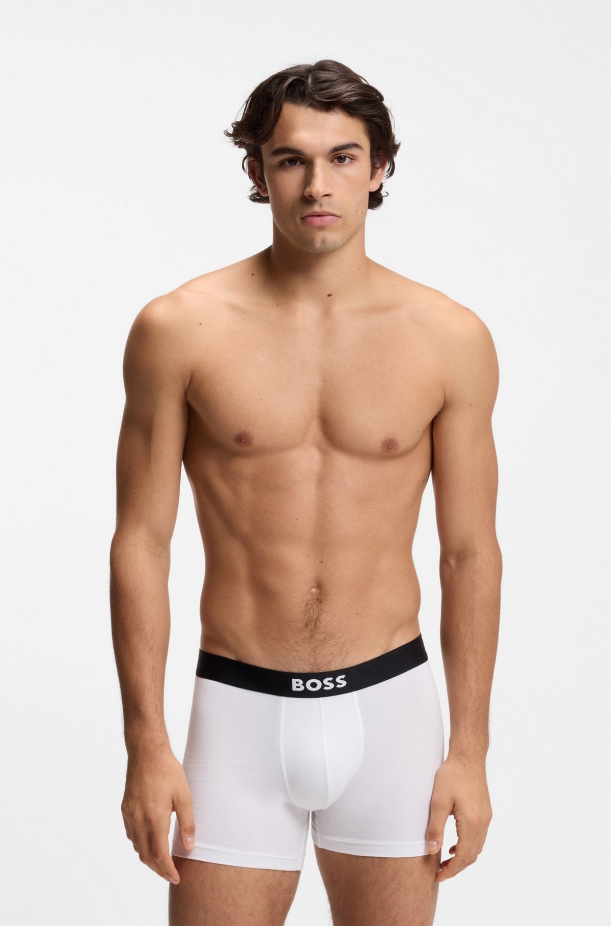 Hugo Boss BOSS ONE three-pack stretch-cotton boxer briefs in White / Grey / Black