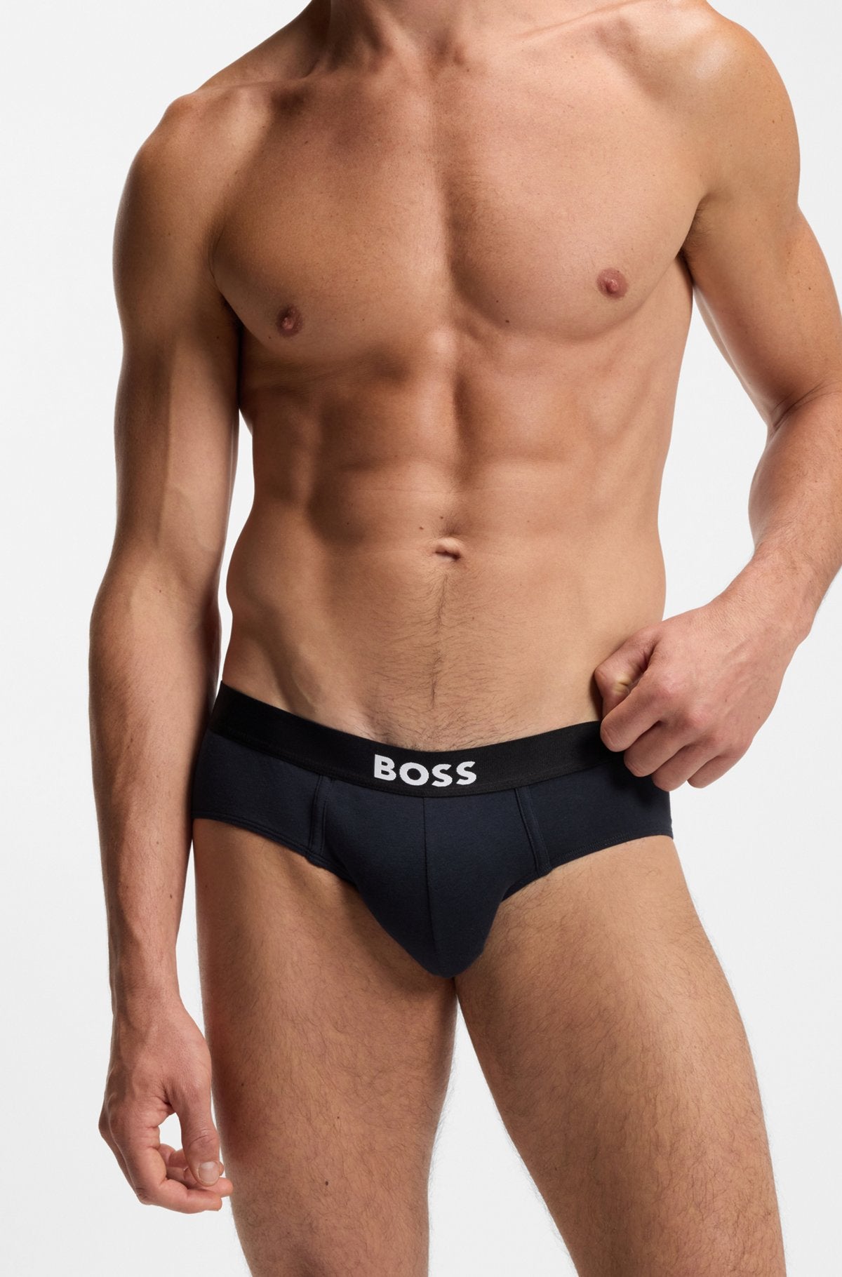 Hugo Boss BOSS ONE three-pack stretch-cotton briefs in White / Grey / Black