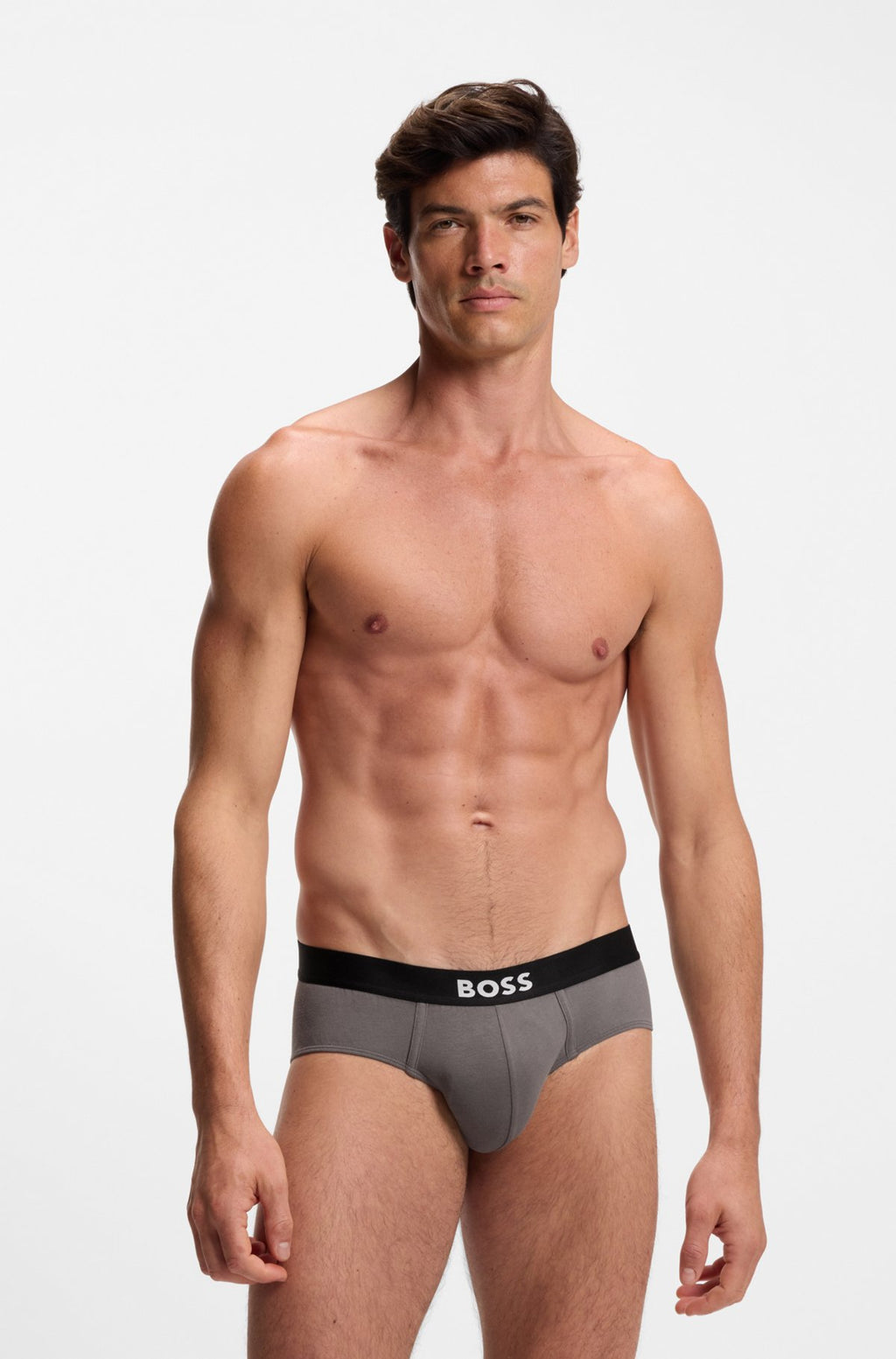 Hugo Boss BOSS ONE three-pack stretch-cotton briefs in White / Grey / Black