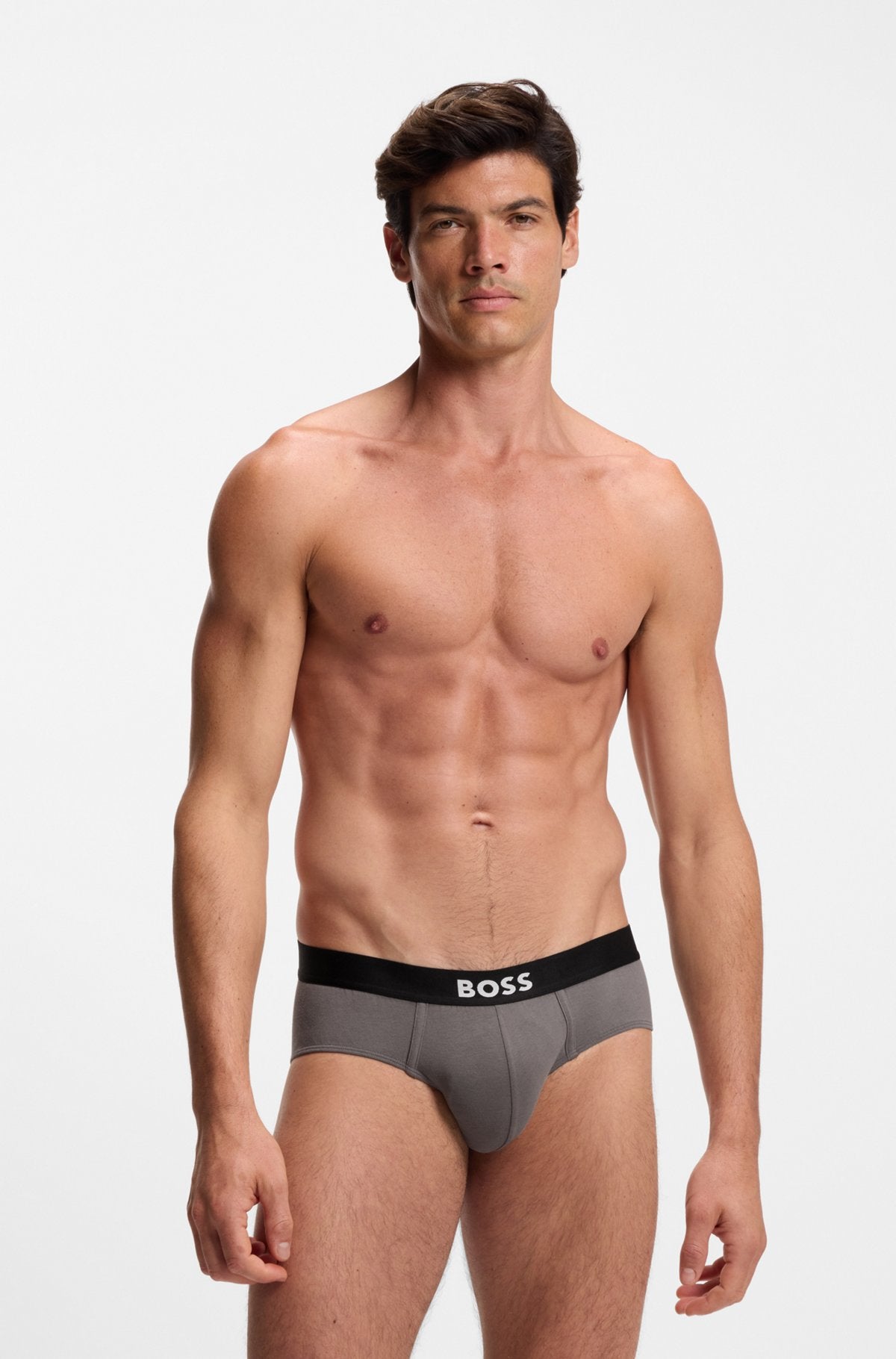 Hugo Boss BOSS ONE three-pack stretch-cotton briefs in White / Grey / Black