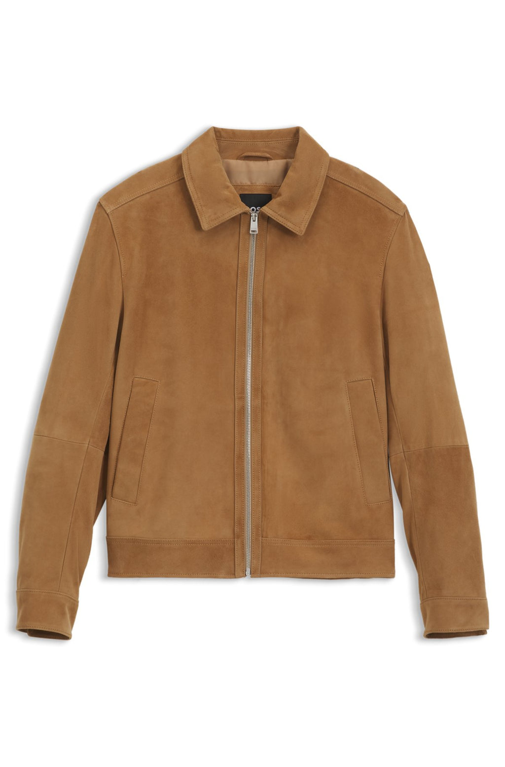 Hugo Boss Suede leather jacket with zip closure in Brown