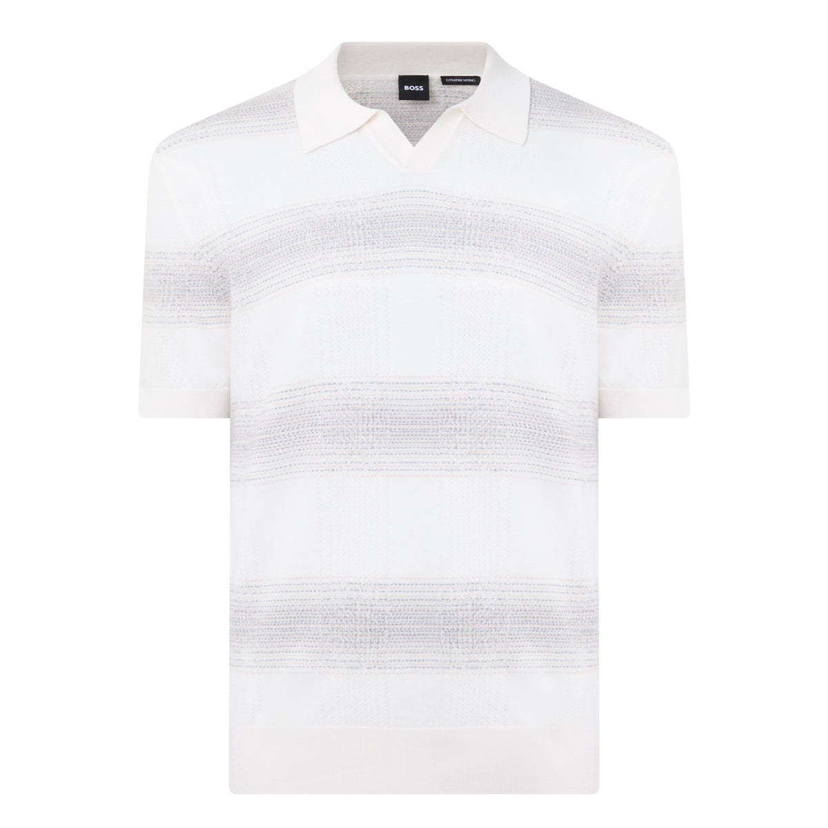 Hugo Boss C-Lamoroso striped knitted polo shirt in Open White