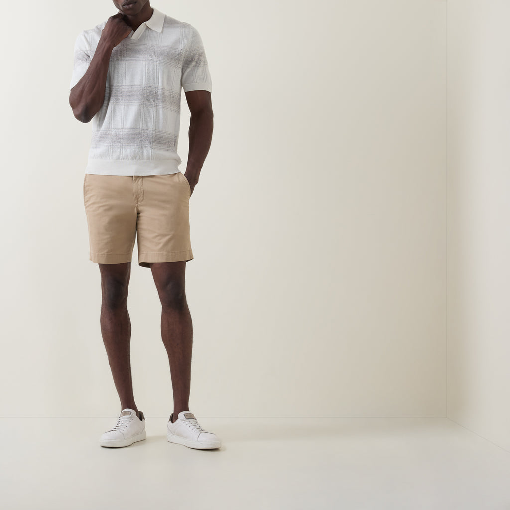Hugo Boss C-Lamoroso striped knitted polo shirt in Open White
