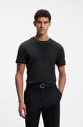 Hugo Boss Regular-fit T-shirt in structured cotton with tipping details in Black
