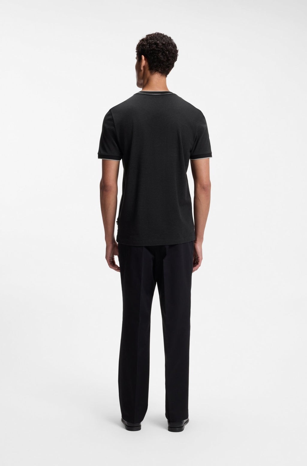 Hugo Boss Regular-fit T-shirt in structured cotton with tipping details in Black