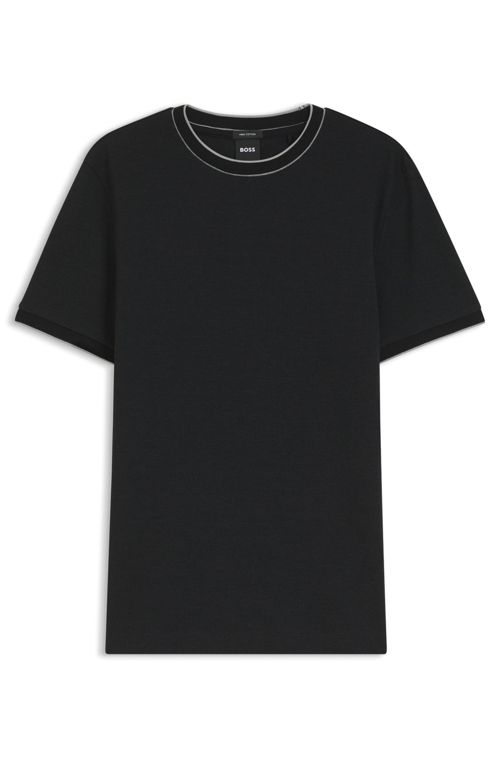 Hugo Boss Regular-fit T-shirt in structured cotton with tipping details in Black