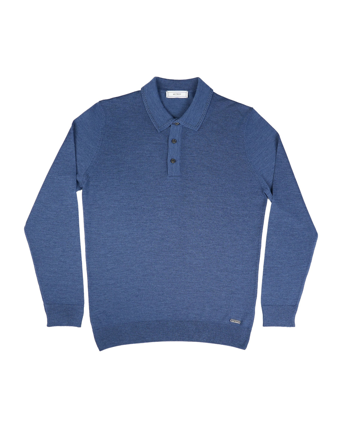 Ketroy Button Placket Wool Polo – Indigo Blue