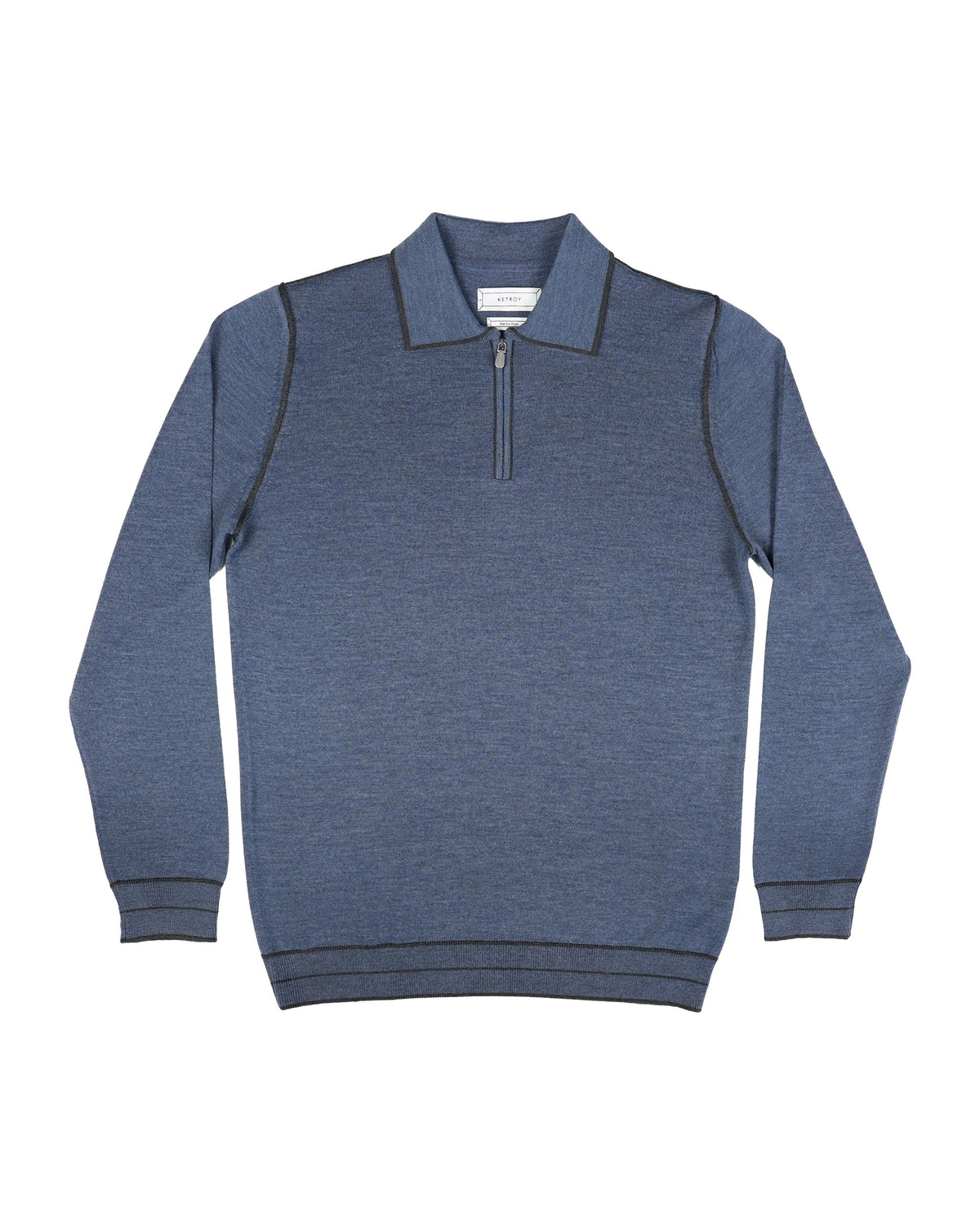 Ketroy Placket Collar Wool Polo – Indigo