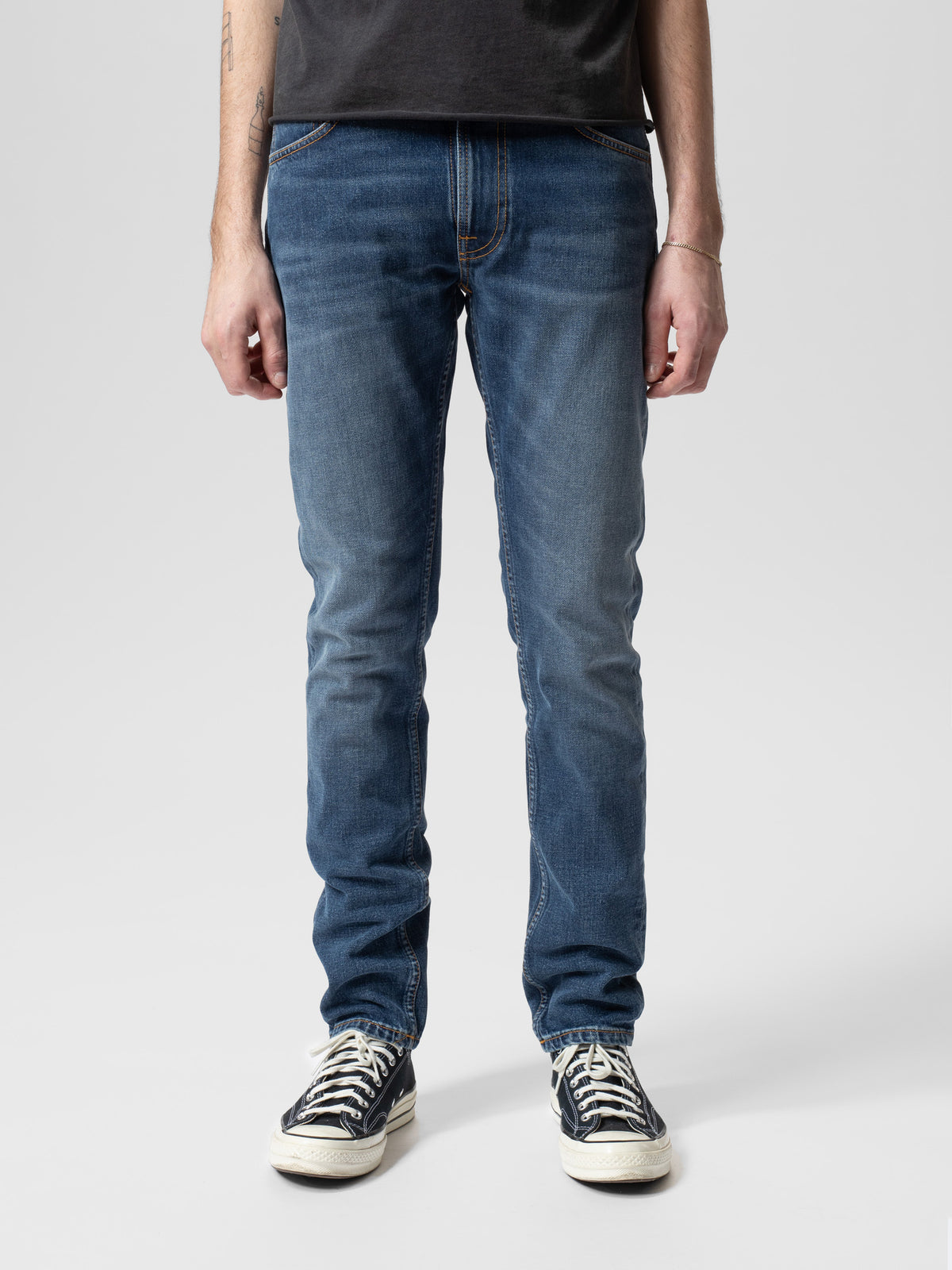 Nudie Jeans Lean Dean Troubled Sea jeans - model front