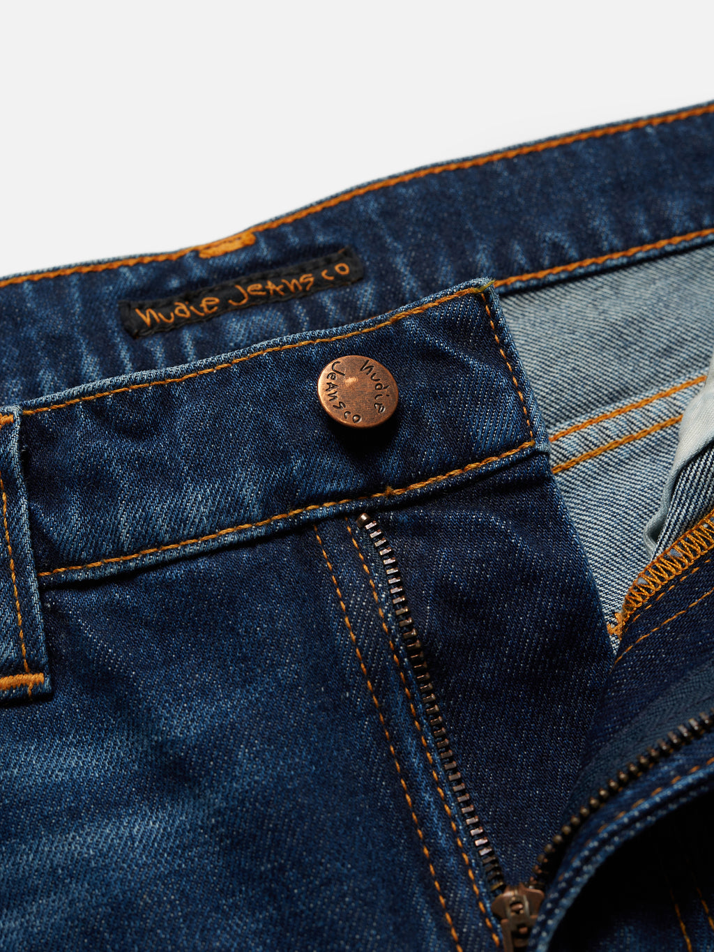 Nudie Jeans Lean Dean Troubled Sea jeans - zip fly detail