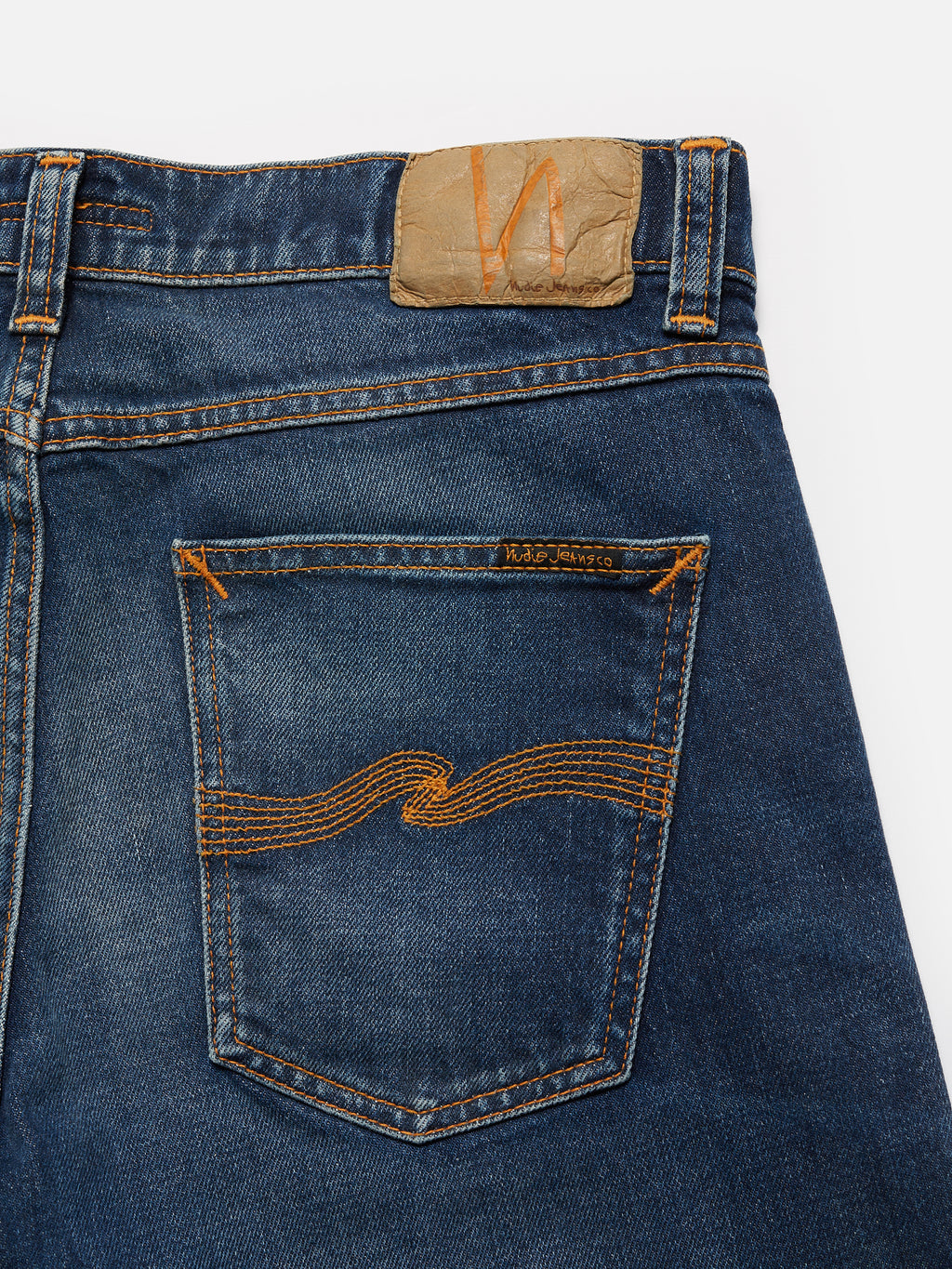 Nudie Jeans Lean Dean Troubled Sea jeans - back pocket detail