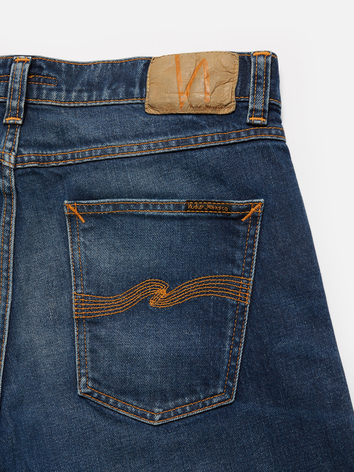 Nudie Jeans Lean Dean Troubled Sea jeans - back pocket detail