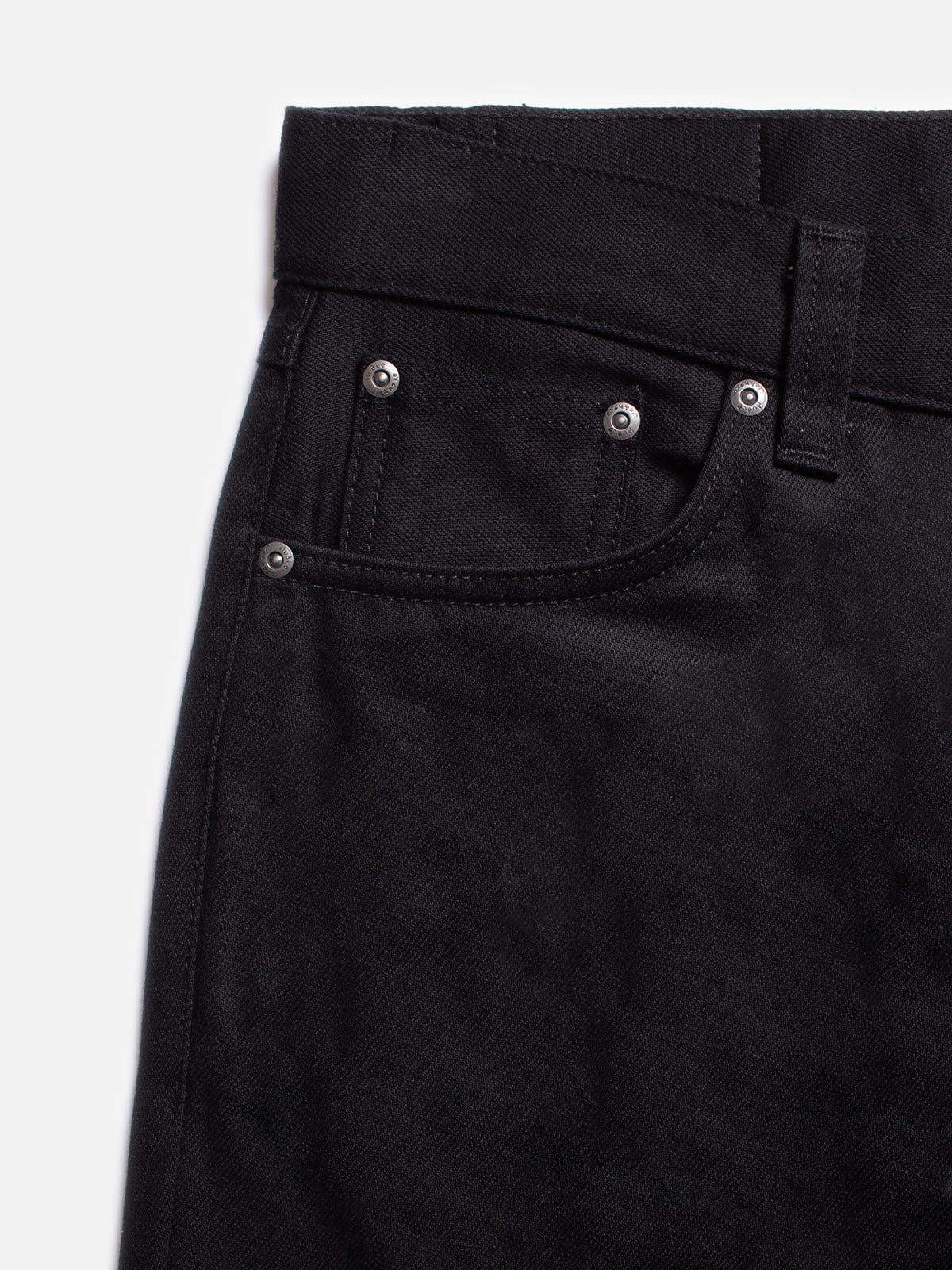 Nudie Jeans Gritty Jackson Dry Everblack jeans - front pocket detail