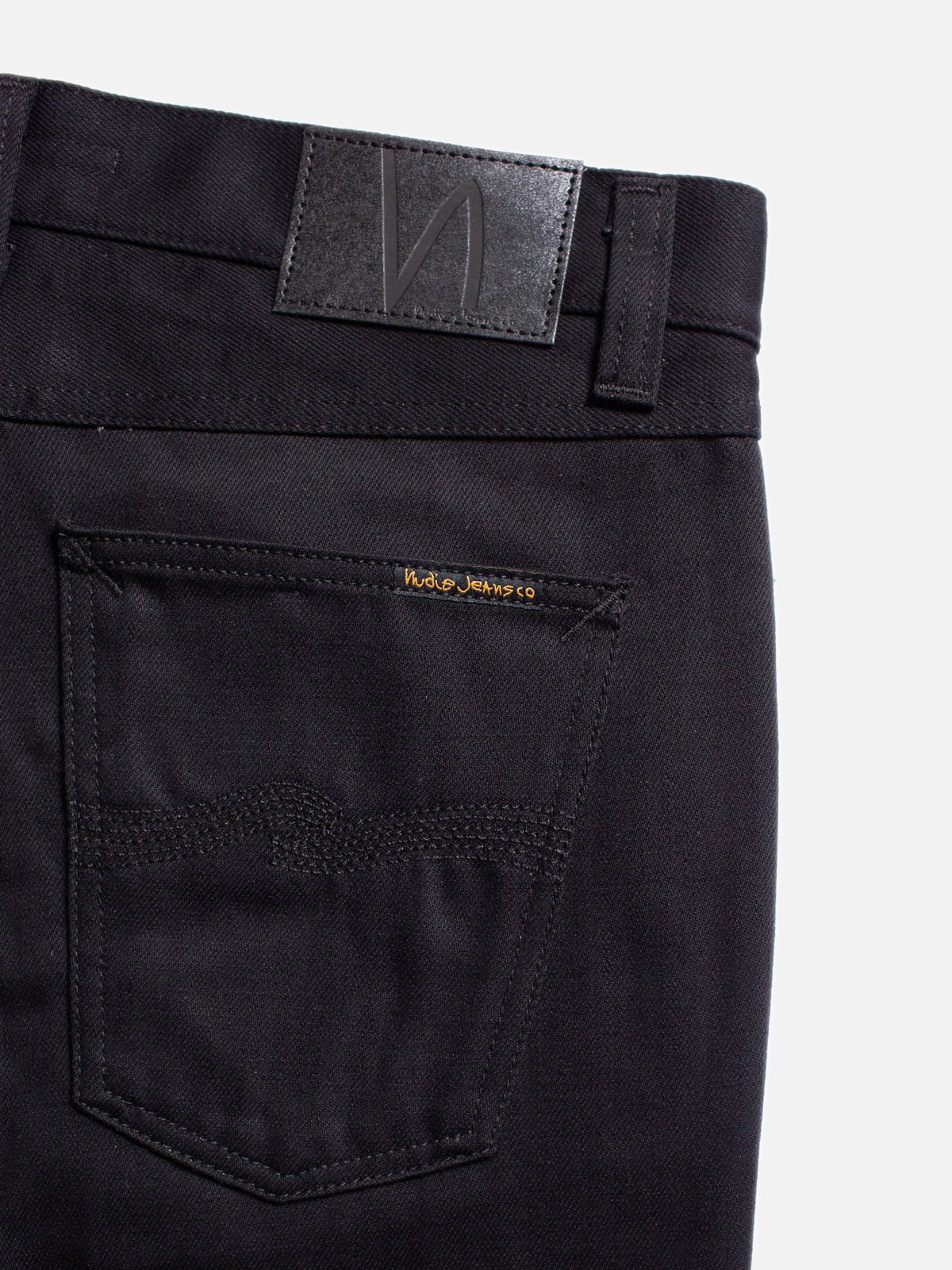 Nudie Jeans Gritty Jackson Dry Everblack jeans - back pocket detail