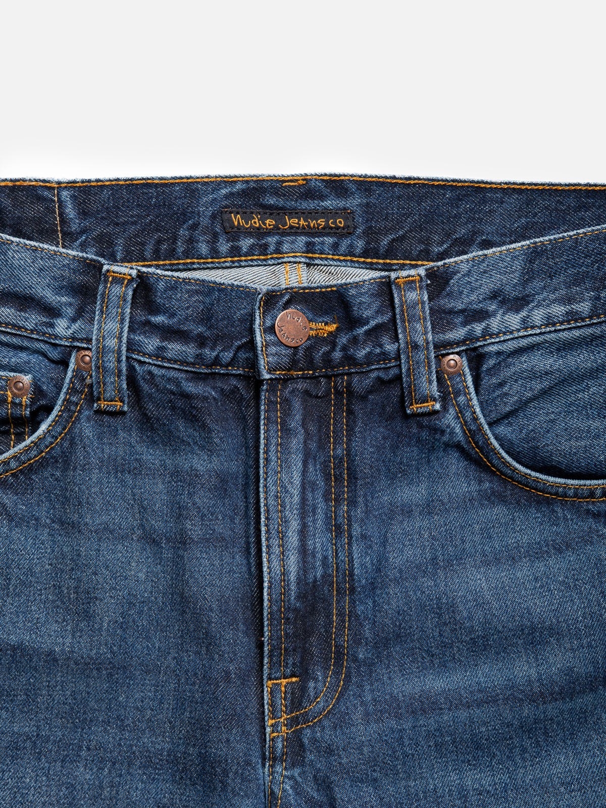 Nudie Jeans Gritty Jackson Blue Soil jeans - front detail