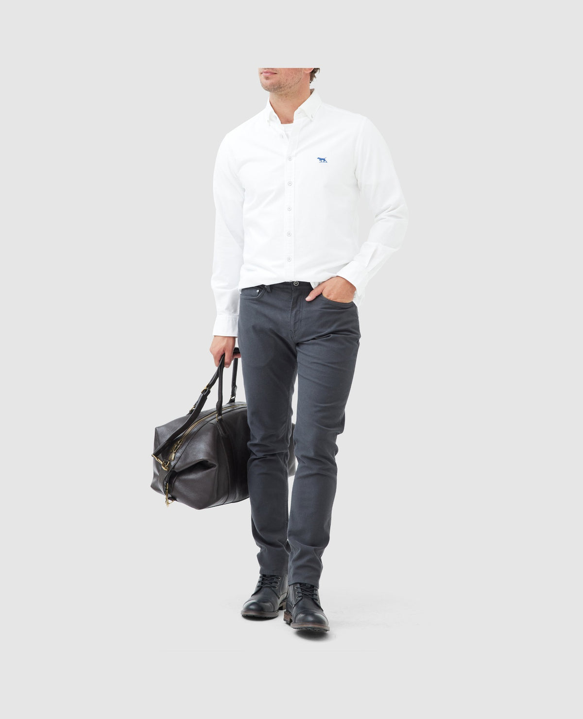 Rodd & Gunn Gunn Oxford Long Sleeve Sportshirt – Blanc
