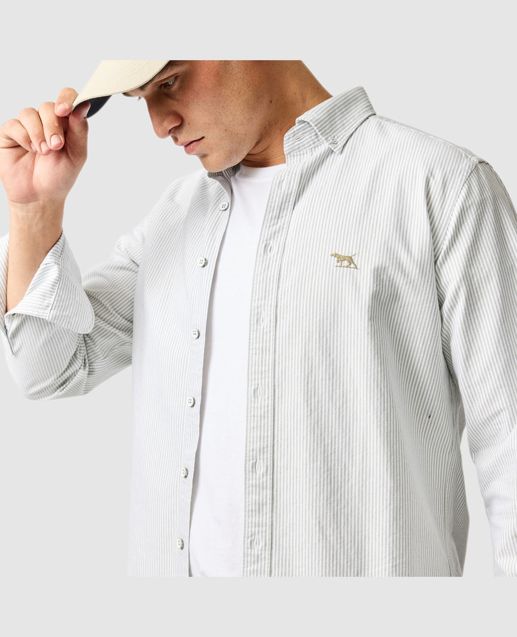 Rodd & Gunn Gunn Oxford Stripe Long Sleeve Sportshirt – Eucalyptus