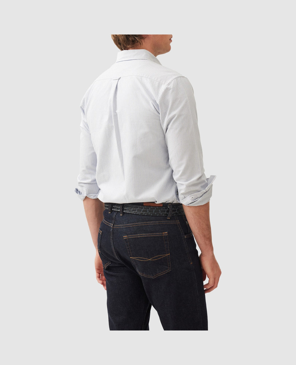 Rodd & Gunn Gunn Oxford Stripe Long Sleeve Sportshirt – French Navy
