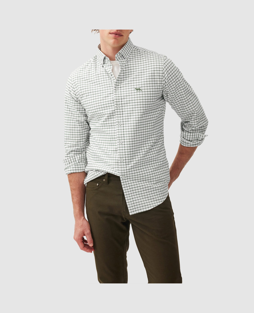 Rodd & Gunn Gunn Check Oxford 3 Long Sleeve Sportshirt – Olive
