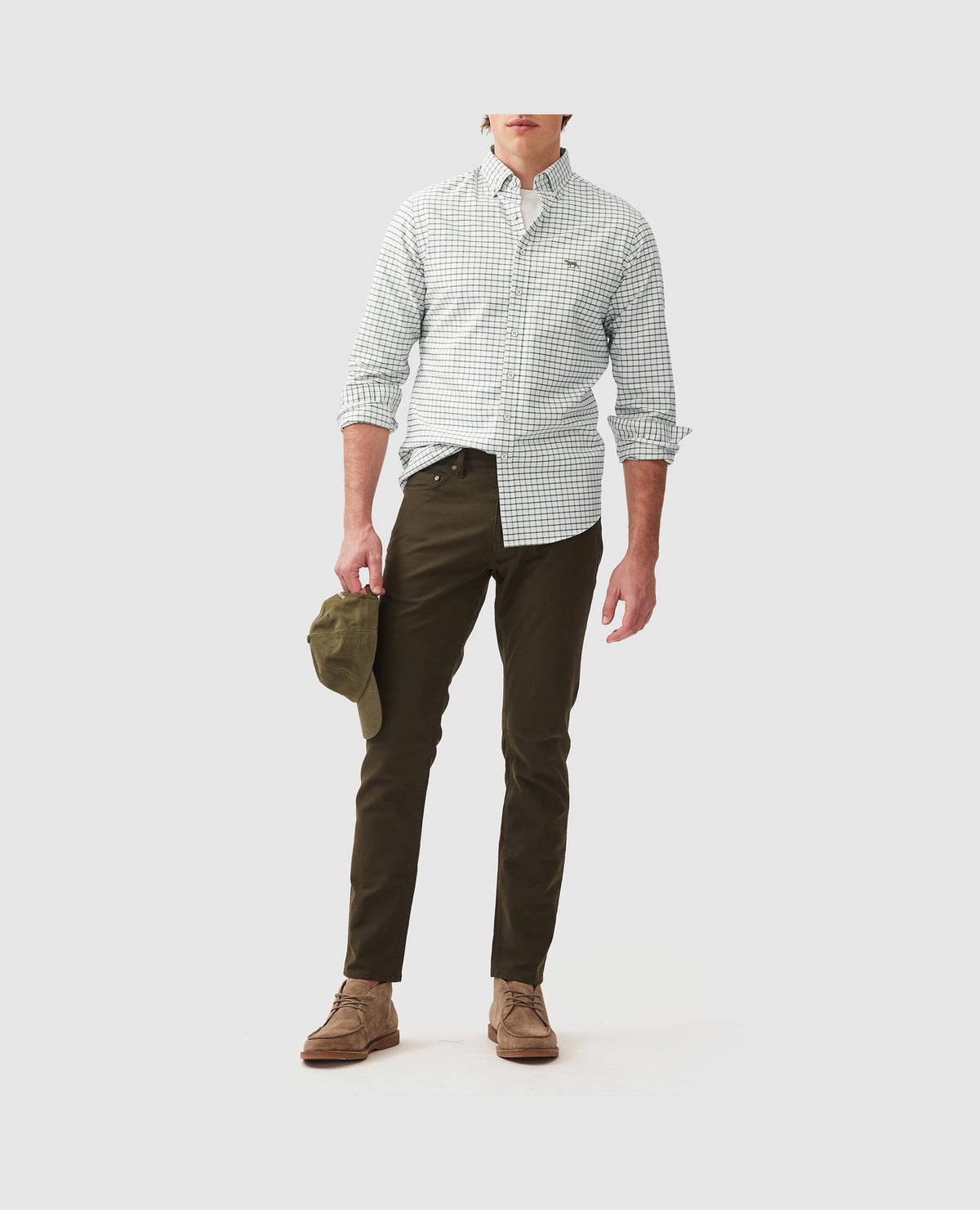 Rodd & Gunn Gunn Check Oxford 3 Long Sleeve Sportshirt – Olive
