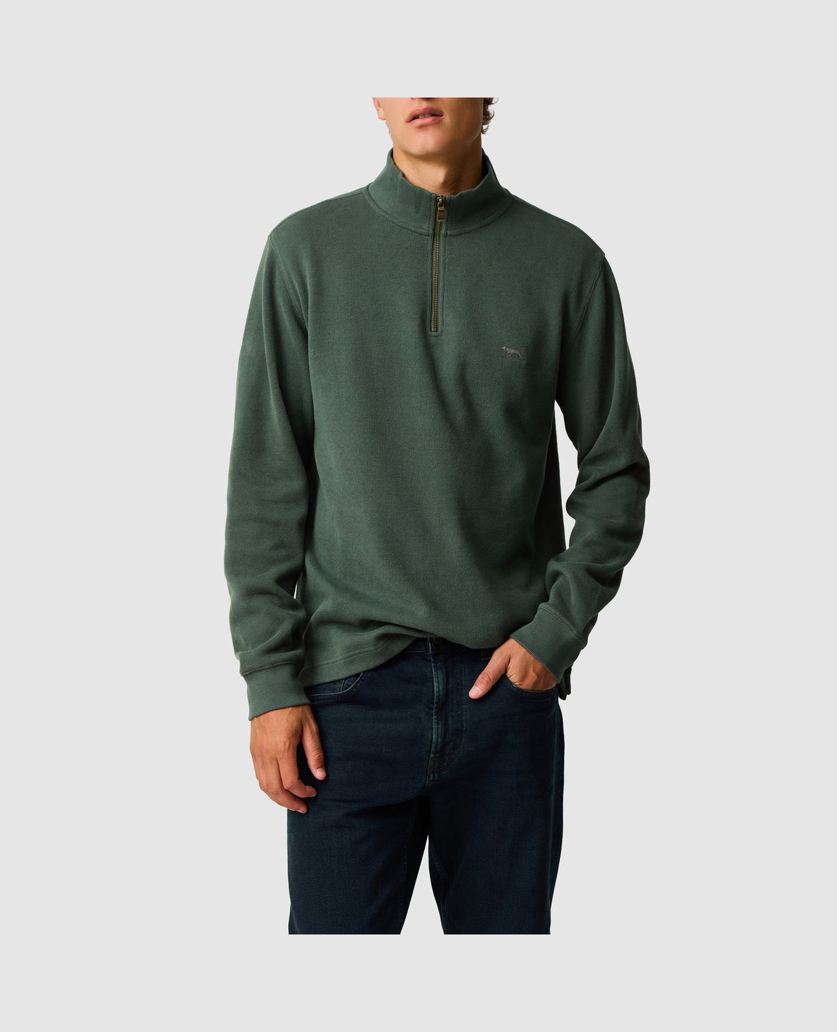 Rodd & Gunn Alton Ave Mid Zip-Up Sweater – Army Green