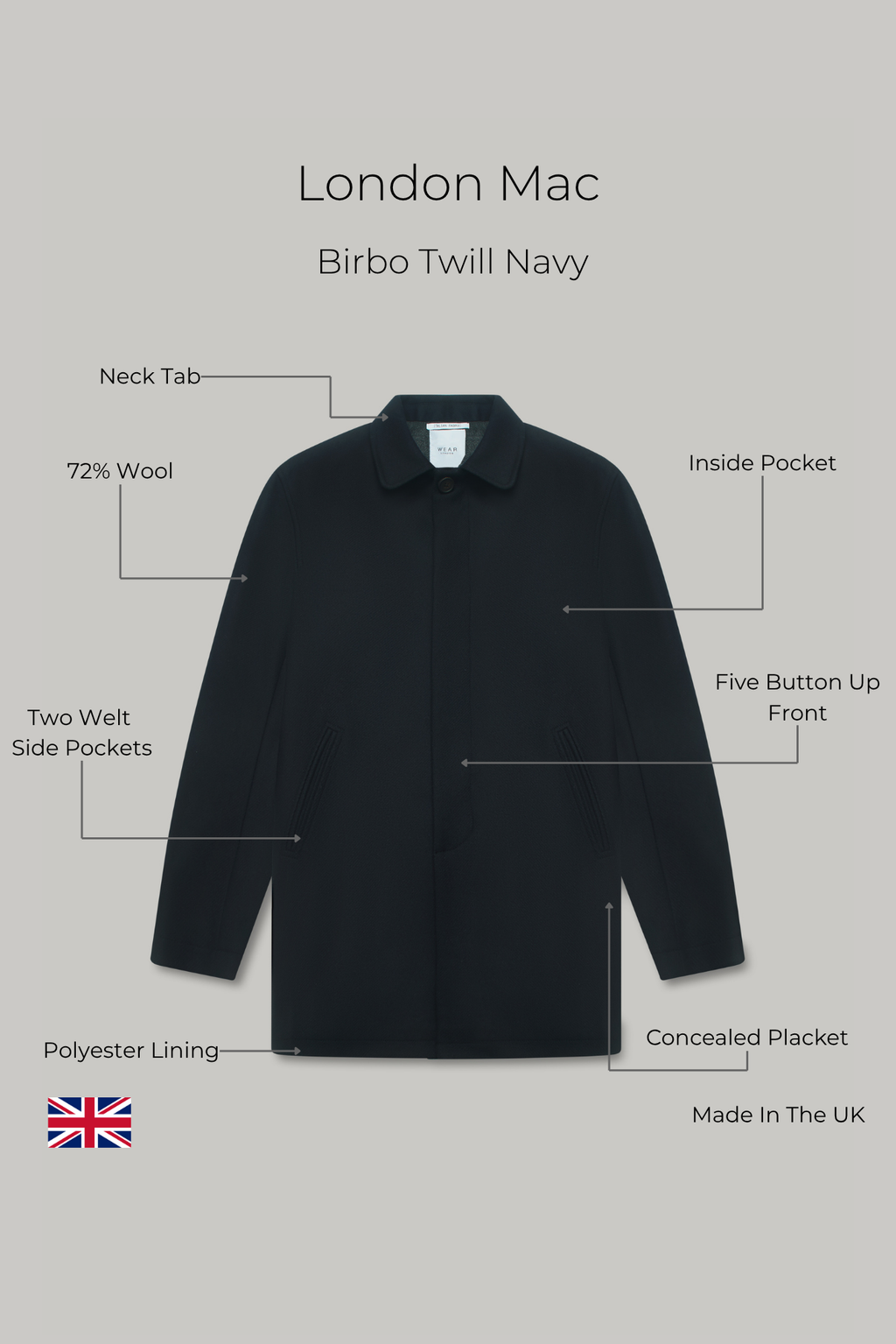 London Mac - Birbo Twill Navy - Wear London